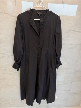 COS Black Long-Sleeve Midi Shirt Dress